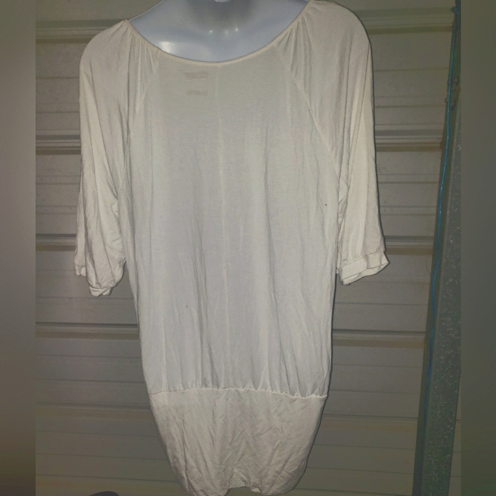 Plus Size 3x 22 24 White Embellished Lane Bryant Top Shirt Women's Long - Picture 4 of 4